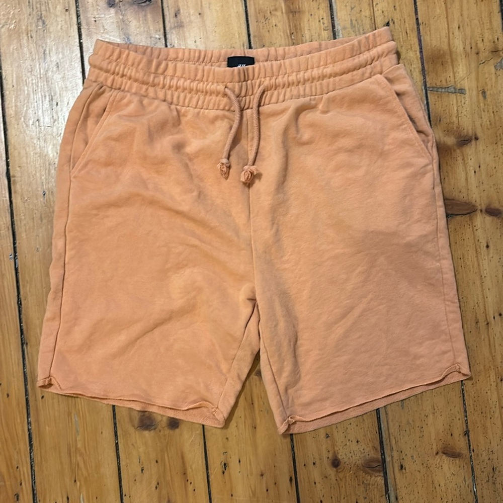 H&M Sweat Shorts Mens Large High Rise Creamsicle Orange Pockets